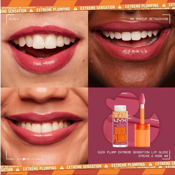 $13❤️‍🔥 NYX Duck Plump High Pigment Lip Plumping Gloss STRIKE A ROSE 🦆 NEW - Picture 3 of 10